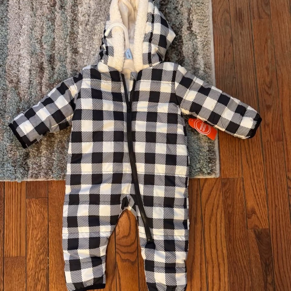 Cozy Black and White Checkered Kids One Piece